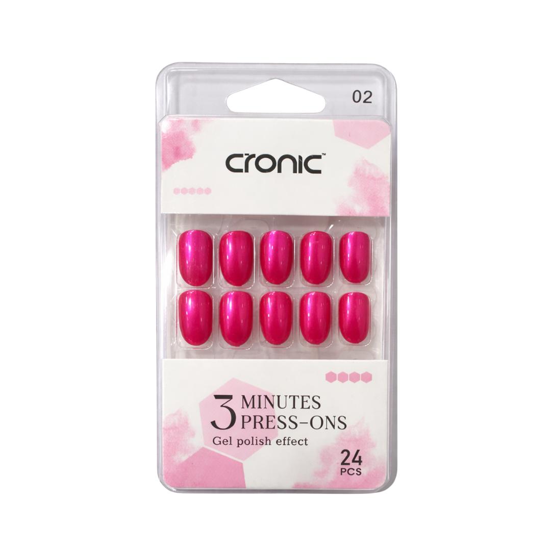 Cronic Metallic French Pink Reusable Press On Nails | 24 Pcs