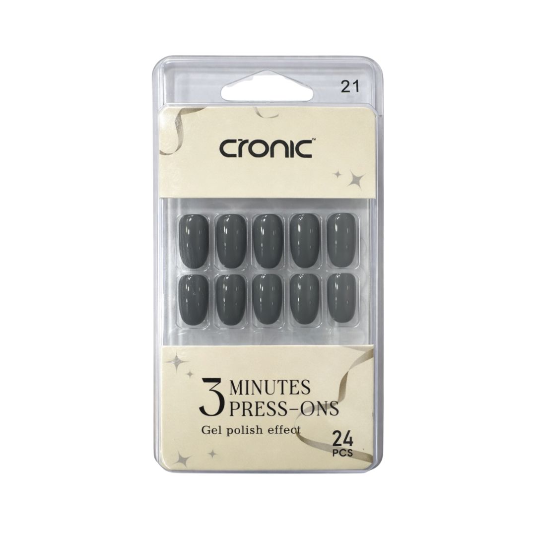 Cronic Iron Gray Reusable Press On Nails | 24 Pcs
