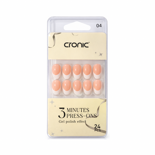 Cronic French Tip Reusable Press On Nails | 24 Pcs