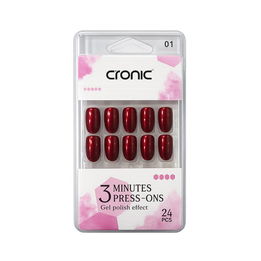 Cronic Metallic Burgundy Red Reusable Press On Nails | 24 Pcs