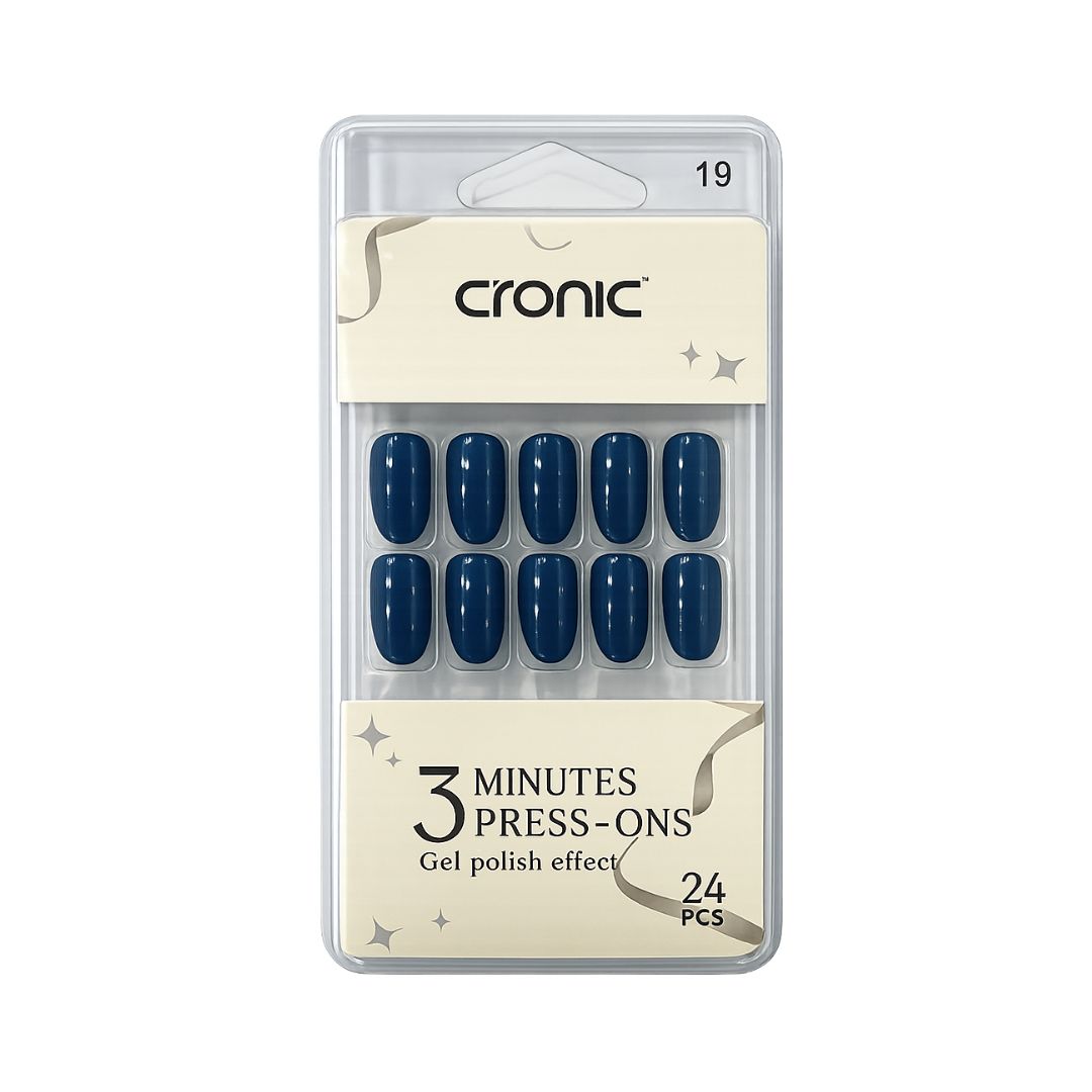 Cronic Midnight Blue Reusable Press On Nails | 24 Pcs