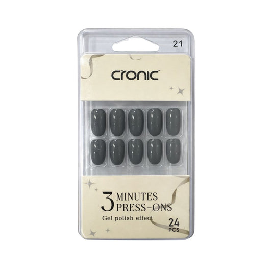 Cronic Iron Gray Reusable Press On Nails | 24 Pcs