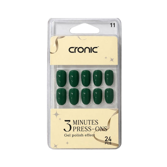 Cronic Forest Green Reusable Press On Nails | 24 Pcs
